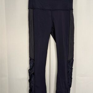 Lululemon Athletica Dark Blue Leggings with Mesh Accents